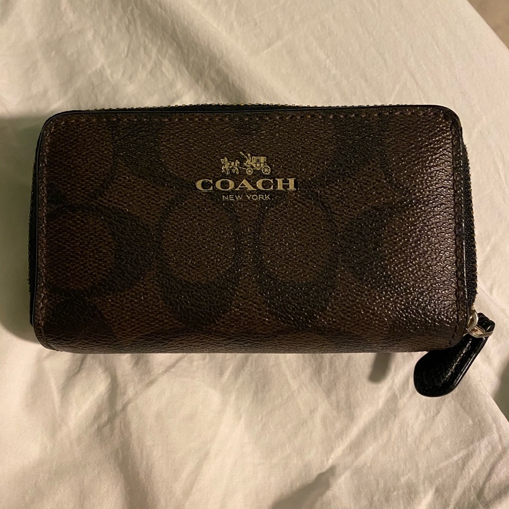 Coach zipper wallet with two side pouches